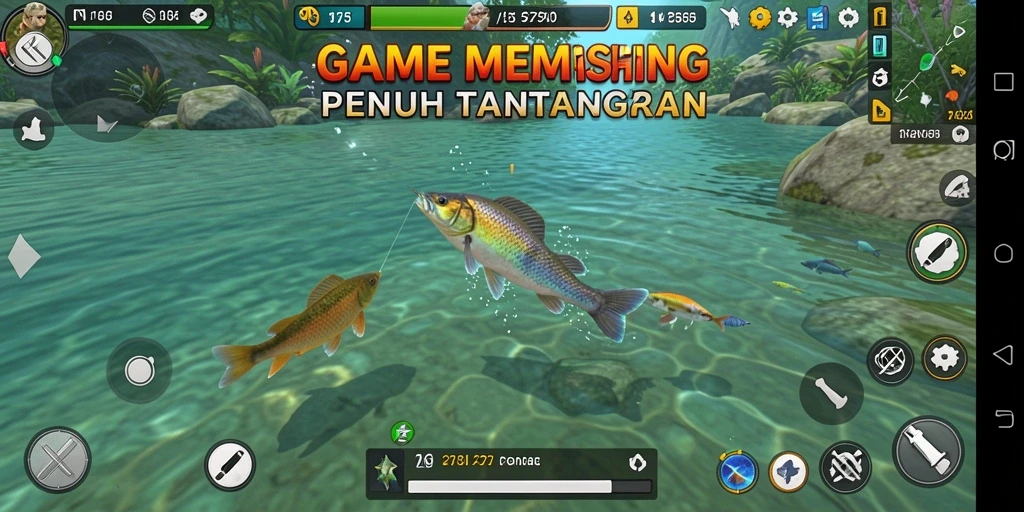 Screenshot menunjukkan aksi menangkap ikan yang seru dalam 2757.