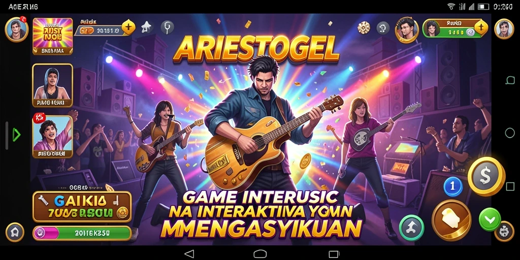 Tangkapan layar gameplay ARIESTOGEL menunjukkan pengalaman musik yang seru dan interaktif.