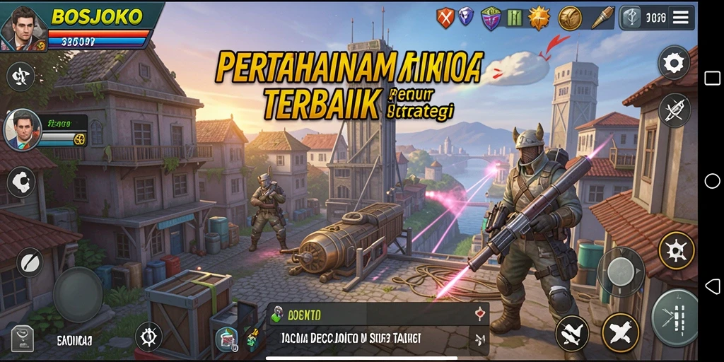 Tampilan gameplay BOSJOKO yang menegangkan dalam Tower Defense.