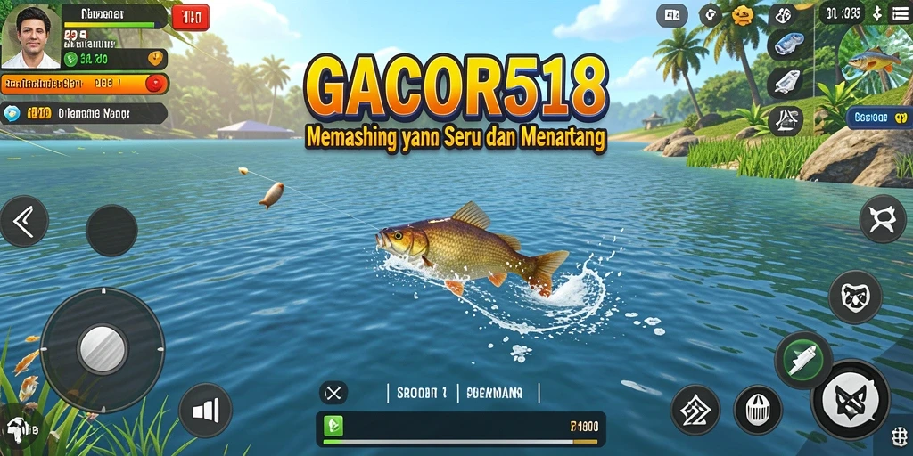 Screenshot gameplay GACOR518 dengan aksi memancing yang seru.