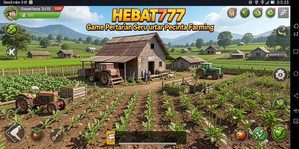 Tangkapan layar gameplay HEBAT777 menampilkan aktivitas bertani yang menyenangkan.