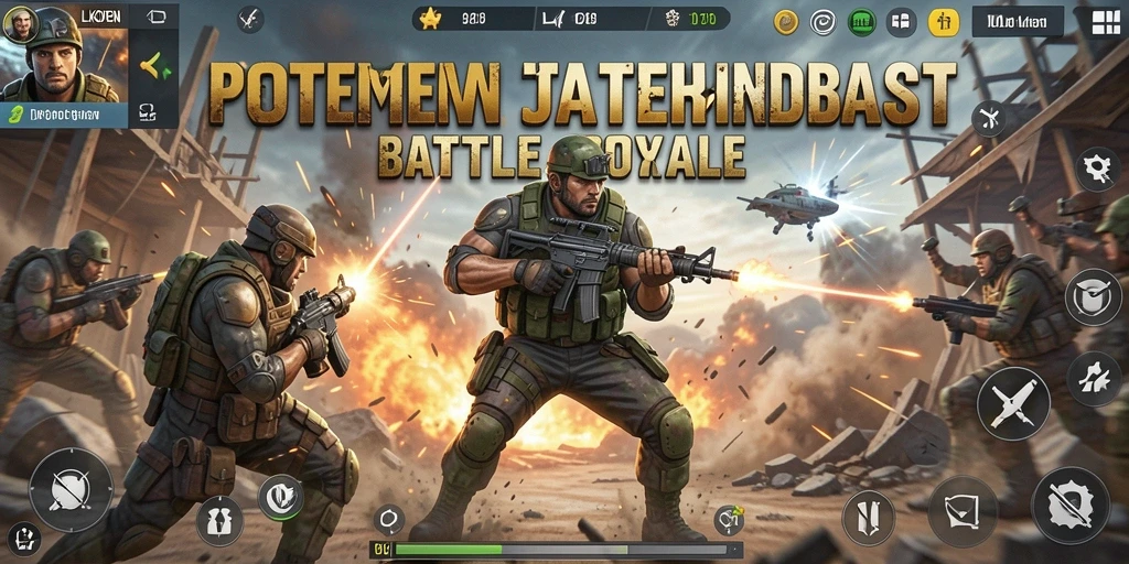 Tampilan gameplay LKOPEN yang mendebarkan di arena Battle Royale.