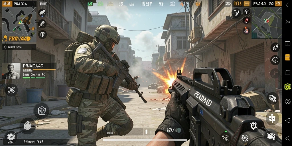 Gameplay menegangkan PRADA4D saat bertempur di medan perang.